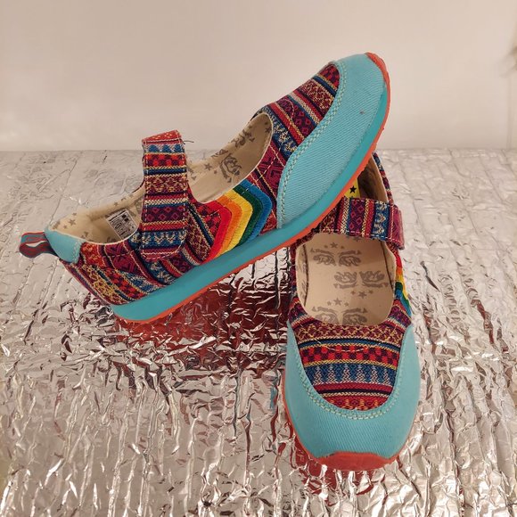 Tigerbear Republik turquoise Aztec tapestry pattern sneakers EUC - Picture 1 of 16